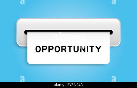 White coupon banner with word opportunity from machine on blue color background Stock Vector