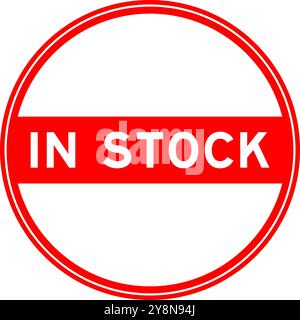 Red color round seal sticker in word in stock on white background Stock Vector