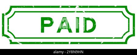 Grunge green paid word rubber seal stamp on white background Stock Vector