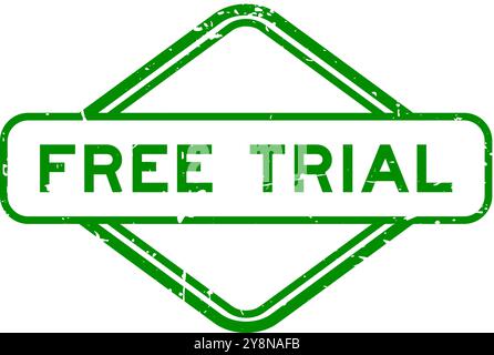 Grunge green free trial word rubber seal stamp on white background Stock Vector