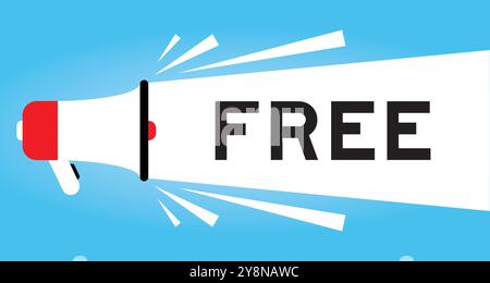 Color megaphone icon with word free in white banner on blue background Stock Vector