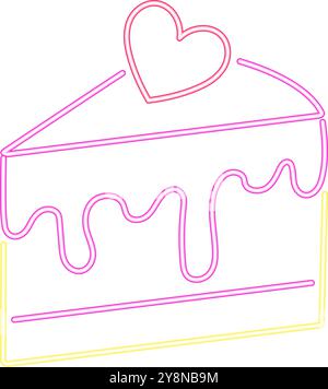 neon piece of cake birthday celebration Stock Vector