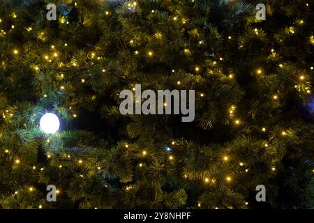 CloseUp of Christmas Tree Decoration for Text Overlay and Background green color Stock Photo