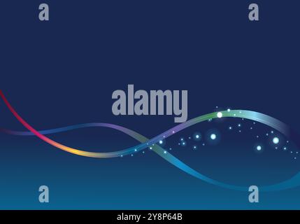 Purple and Blue Waves with Cosmic Light Effects Stock Vector