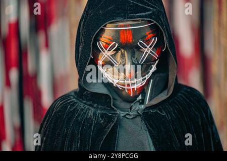 October 2022/23, Frankfurt, Germany, actors in monster and horror costumes perform in a horror labyrinth to celebrate Halloween. Stock Photo