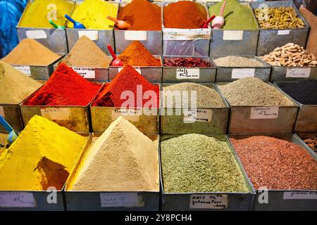 Especias, Souk, Medina de Marrakech, High Atlas, Morocco. Stock Photo