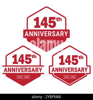 145 years anniversary celebration hexagon design template. 145th ...