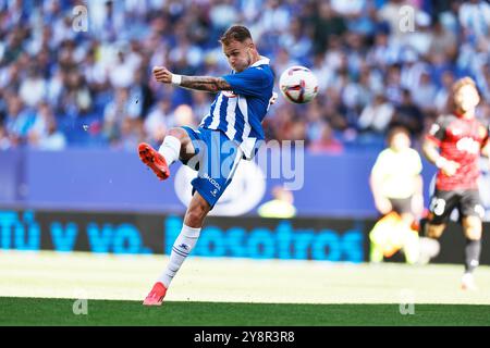 Barcelona, Spain. 5th Oct, 2024. Irvin Cardona (Espanyol) Football/Soccer : Spanish 'LaLiga EA Sports' match between RCD Espanyol de Barcelona 2-1 RCD Mallorca at the Stage Front Stadium in Barcelona, Spain . Credit: Mutsu Kawamori/AFLO/Alamy Live News Stock Photo