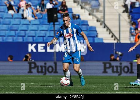 Barcelona, Spain. 5th Oct, 2024. Pol Lozano (Espanyol) Football/Soccer : Spanish 'LaLiga EA Sports' match between RCD Espanyol de Barcelona 2-1 RCD Mallorca at the Stage Front Stadium in Barcelona, Spain . Credit: Mutsu Kawamori/AFLO/Alamy Live News Stock Photo