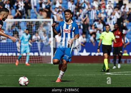 Barcelona, Spain. 5th Oct, 2024. Alejo Veliz (Espanyol) Football/Soccer : Spanish 'LaLiga EA Sports' match between RCD Espanyol de Barcelona 2-1 RCD Mallorca at the Stage Front Stadium in Barcelona, Spain . Credit: Mutsu Kawamori/AFLO/Alamy Live News Stock Photo