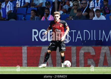 Barcelona, Spain. 5th Oct, 2024. Roberto Navarro (Mallorca) Football/Soccer : Spanish 'LaLiga EA Sports' match between RCD Espanyol de Barcelona 2-1 RCD Mallorca at the Stage Front Stadium in Barcelona, Spain . Credit: Mutsu Kawamori/AFLO/Alamy Live News Stock Photo