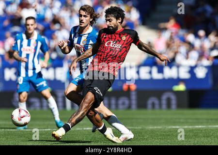 Barcelona, Spain. 5th Oct, 2024. Samu Costa (Mallorca) Football/Soccer : Spanish 'LaLiga EA Sports' match between RCD Espanyol de Barcelona 2-1 RCD Mallorca at the Stage Front Stadium in Barcelona, Spain . Credit: Mutsu Kawamori/AFLO/Alamy Live News Stock Photo