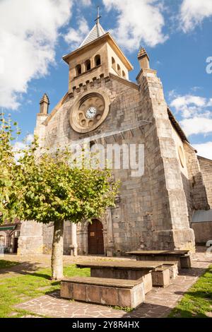 St. James way; Church of San Nicolas, Burguete, Navarra, Spain Stock Photo