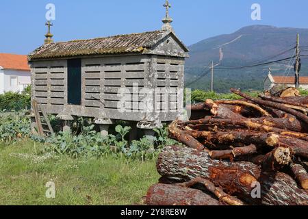 Horreo, Near of Porto do Son, A Coruña province, Galicia, Spain. Stock Photo