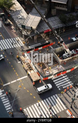 Construction site on pedestrian crosswalk on Park Avenue at E. 34th St., 2024, New York City, United States Stock Photo