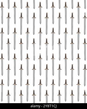 Vector seamless pattern of hand drawn sword Stock Vector