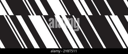 Slanted black and white lines background. Tilted parallel stripes of different thickness. Simple stripy texture. Geometric dynamic print with sloped Stock Vector