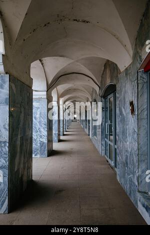 Corridor with rows of columns. Stock Photo