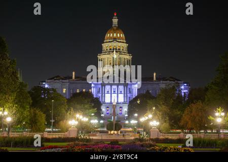 Colorado State Capitol Building at Night Stock Photo