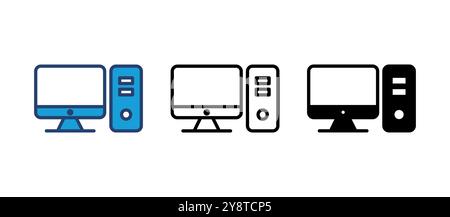 Computer icon vector. computer monitor icon vector. Stock Vector