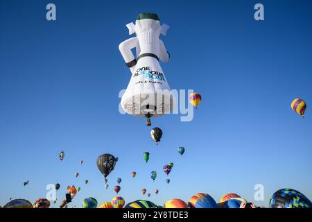 The Zozobra hot air balloon takes its inaugural flight after it is