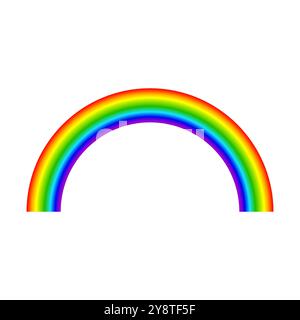 Rainbow arch icon. Vibrant color spectrum. Colorful weather symbol. Simple abstract illustration. Stock Vector