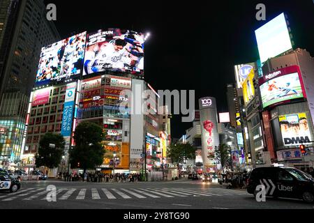 October 6 2024, Tokyo, Japan. A billboard display celebrates Shohei Ohtani in Shibuya, Tokyo. MLB JAPAN celebrated the unprecedented achievement of Los Angeles Dodgers' Shohei Ohtani, who recorded both 50 home runs and 50 stolen bases in one season, by displaying scenes from his 54 home runs and 59 stolen bases in different locations throughout Tokyo. A total of 113 different scenes are being displayed in 13 areas throughout Tokyo, creating a gallery of Ohtani's records. Credit: AFLO SPORT/Alamy Live News Stock Photo