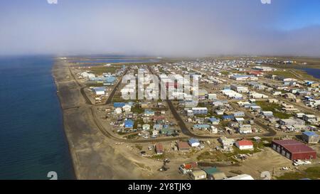 They changed the name from Barrow to Utqiagvik here we see the waterfront into the Beaufort Sea in the Arctic Ocean Stock Photo