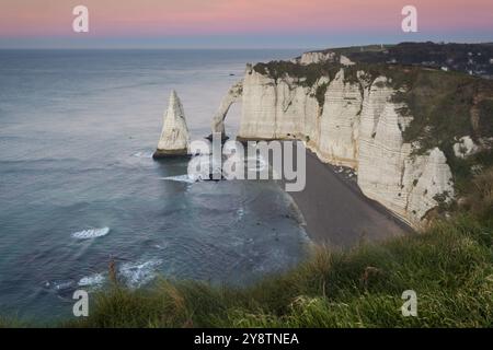 Nightfall in Etretat, Normandy, France, Europe Stock Photo