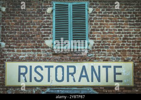 Old vintage restaurant sign in Italy, Concept of retro, traditional Ristorante design Stock Photo