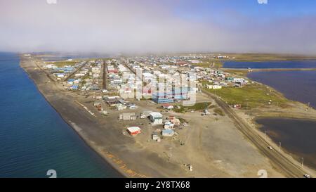 They changed the name from Barrow to Utqiagvik here we see the waterfront into the Beaufort Sea in the Arctic Ocean Stock Photo