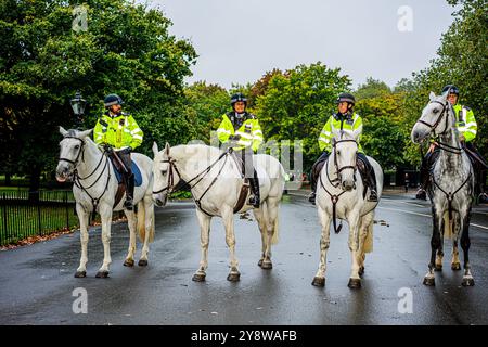 London, UK. 06th Oct, 2024. Heavy police presence at the rally. Thirty thousand members of the Jewish community in London gathered at a large memorial event in Hyde Park to commemorate the 1st anniversary of the Hamas attacks on October 7th, Credit: SOPA Images Limited/Alamy Live News Stock Photo