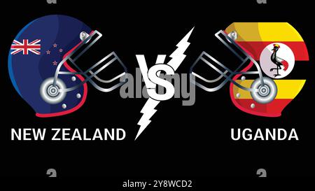 3D Vector Illustration: New Zealand vs Uganda Cricket Helmets Stock Vector