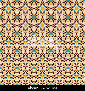 tile pattern vector seamless with flower ornaments. talavera pattern Stock Vector