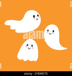 Three funny ghosts for Halloween greetings Stock Vector