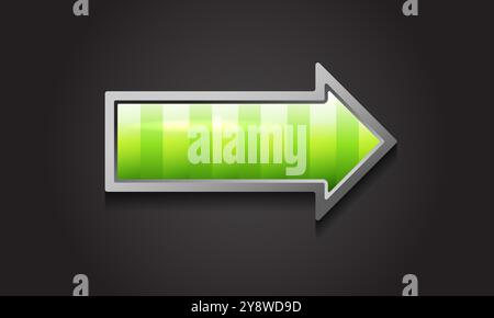 Realistic green arrow button. Trendy color vector icon Stock Vector