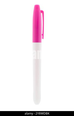 Pink permanent marker on white background Stock Photo