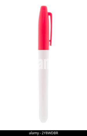 Red permanent marker on white background Stock Photo