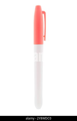 Orange permanent marker on white background Stock Photo