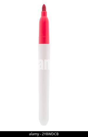 Red permanent marker on white background Stock Photo