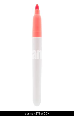 Orange permanent marker on white background Stock Photo