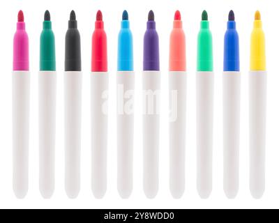 Permanent markers on white background Stock Photo