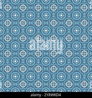 Blue Tile Pattern Vector. Talavera Seamless Pattern Stock Vector