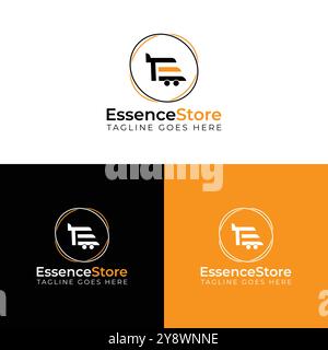 Essence store shop logo E commerce logo design Stock Vector