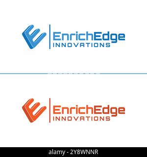 E Logo E latter Logo E 3d Logo Enrich Edge Innovations Stock Vector