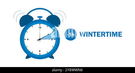 ringing alarm clock switch to winter time vector illustration Stock Vector