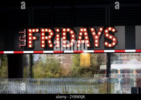 TGI Fridays sign, Resorts World, NEC, Birmingham, UK Stock Photo