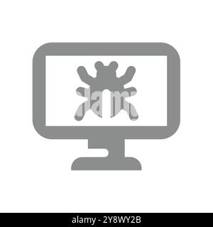 Computer virus or bug vector icon. Spyware, malware attack symbol. Stock Vector