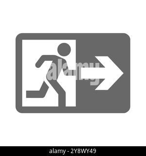 Fire exit with arrow vector sign. Emergency exit direction icon. Stock Vector