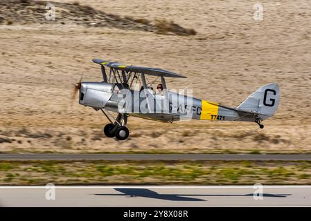 Biplane nostalgic vintage aircraft on display flight Stock Photo - Alamy